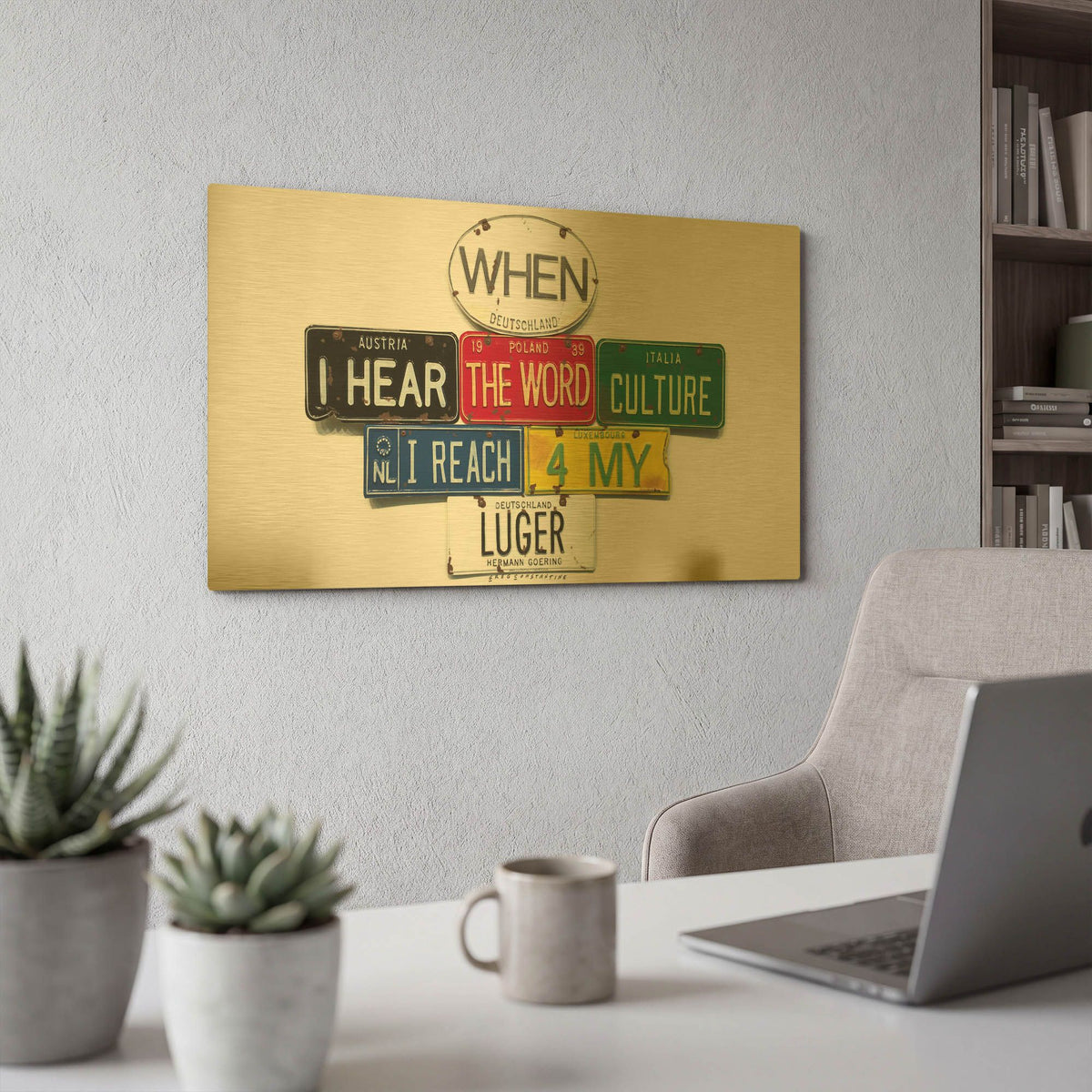 'Goering Luger' By Gregory Constantine Gold Metal Wall Art