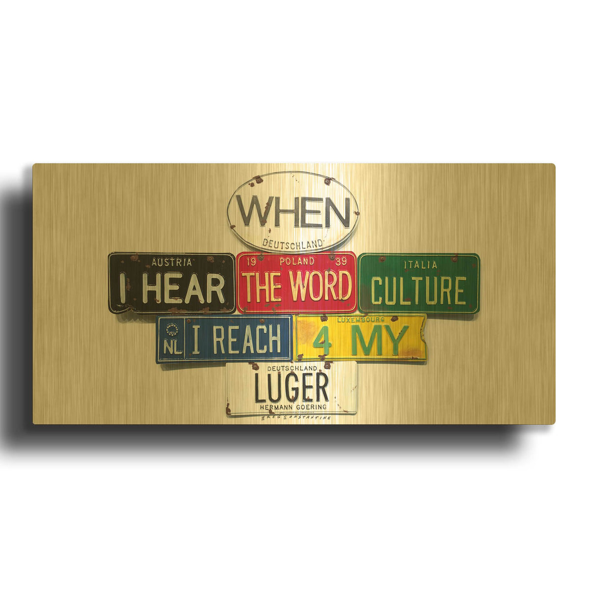 'Goering Luger' By Gregory Constantine Gold Metal Wall Art