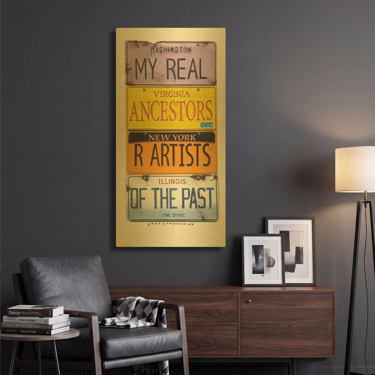 'Dine Real Ancestors' By Gregory Constantine Gold Metal Wall Art