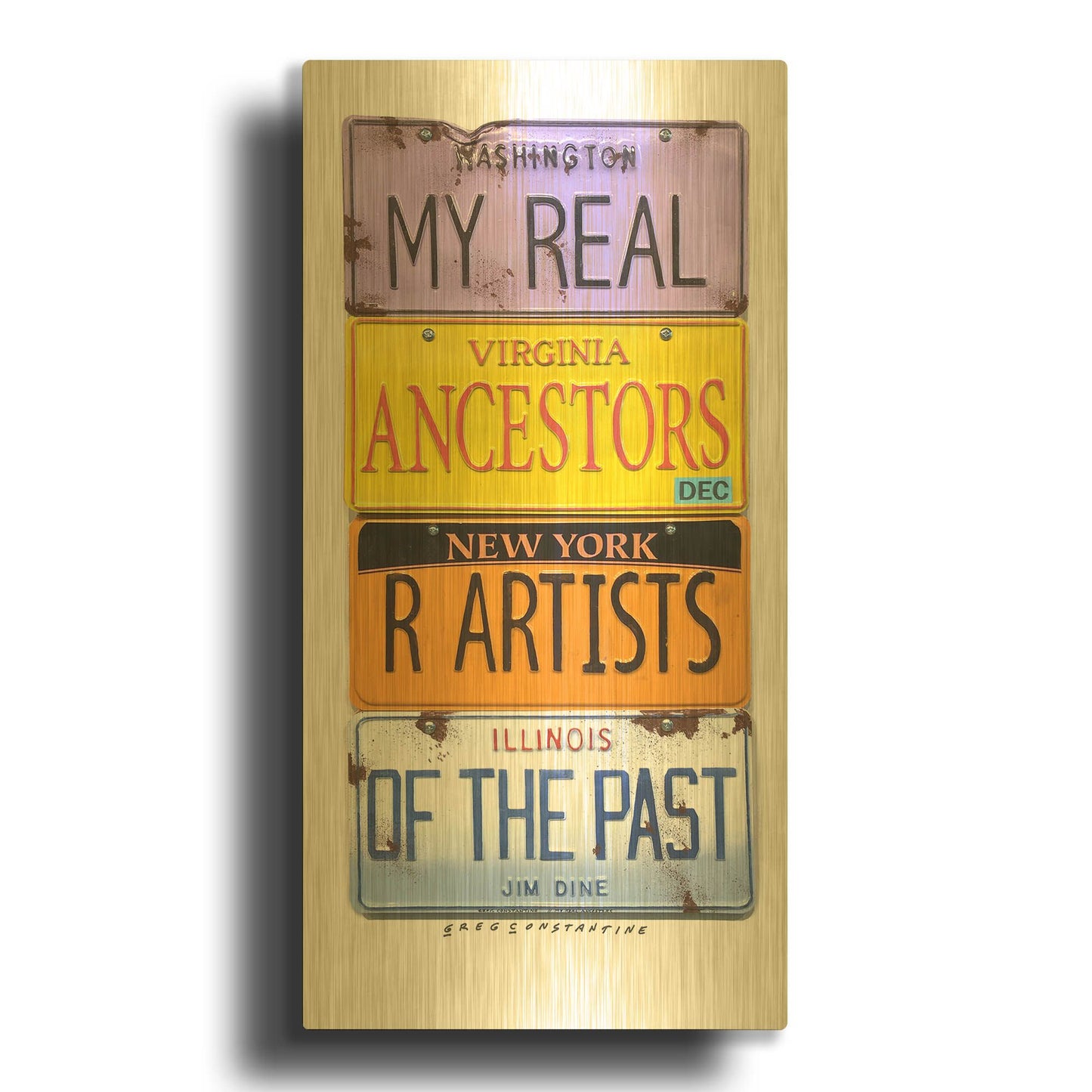 'Dine Real Ancestors' By Gregory Constantine Gold Metal Wall Art