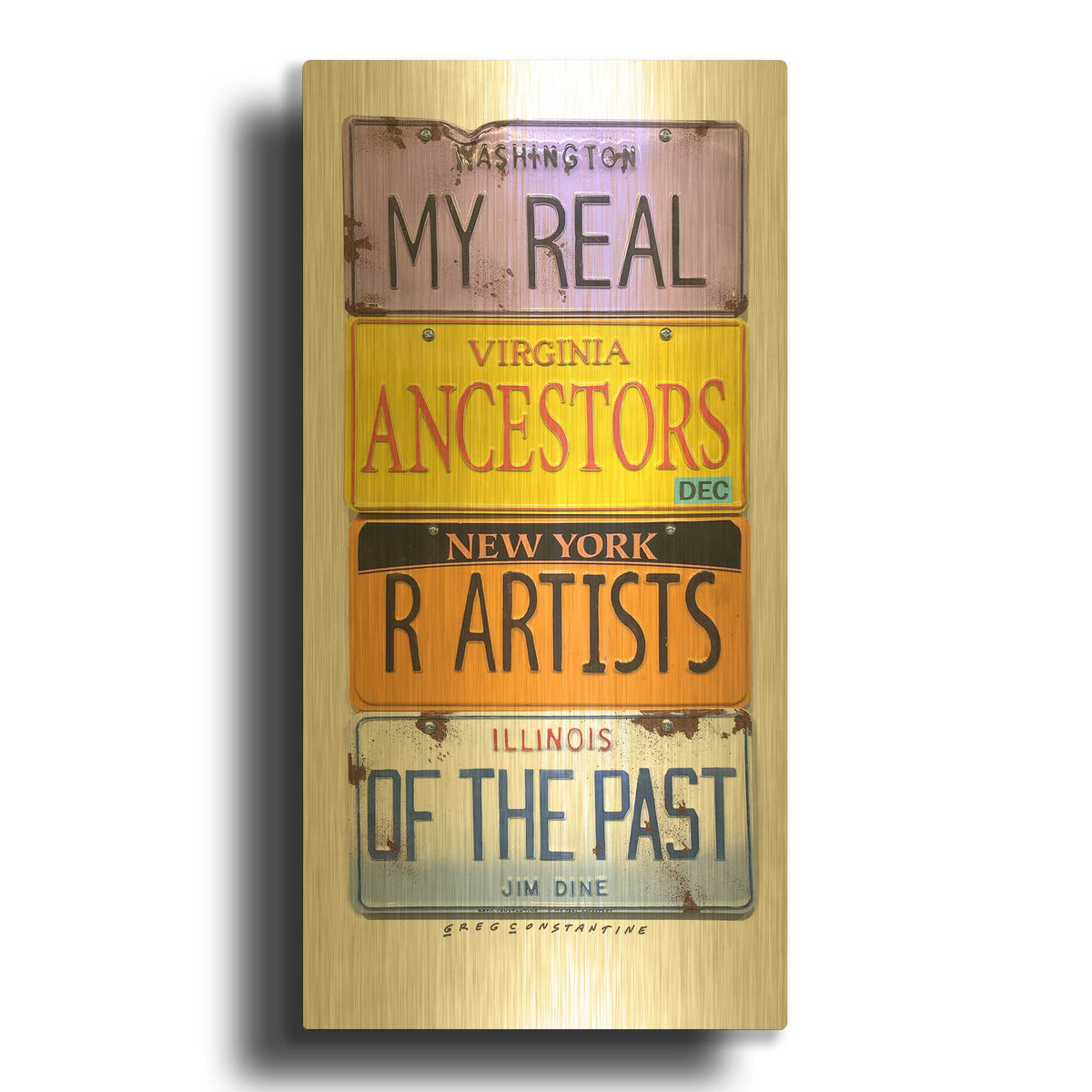 'Dine Real Ancestors' By Gregory Constantine Gold Metal Wall Art