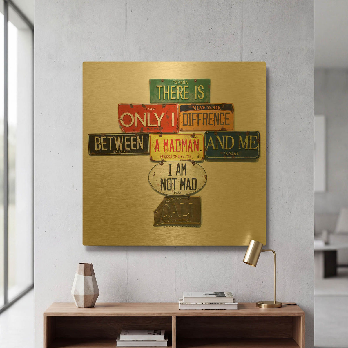 'Dali Not Mad' By Gregory Constantine Gold Metal Wall Art