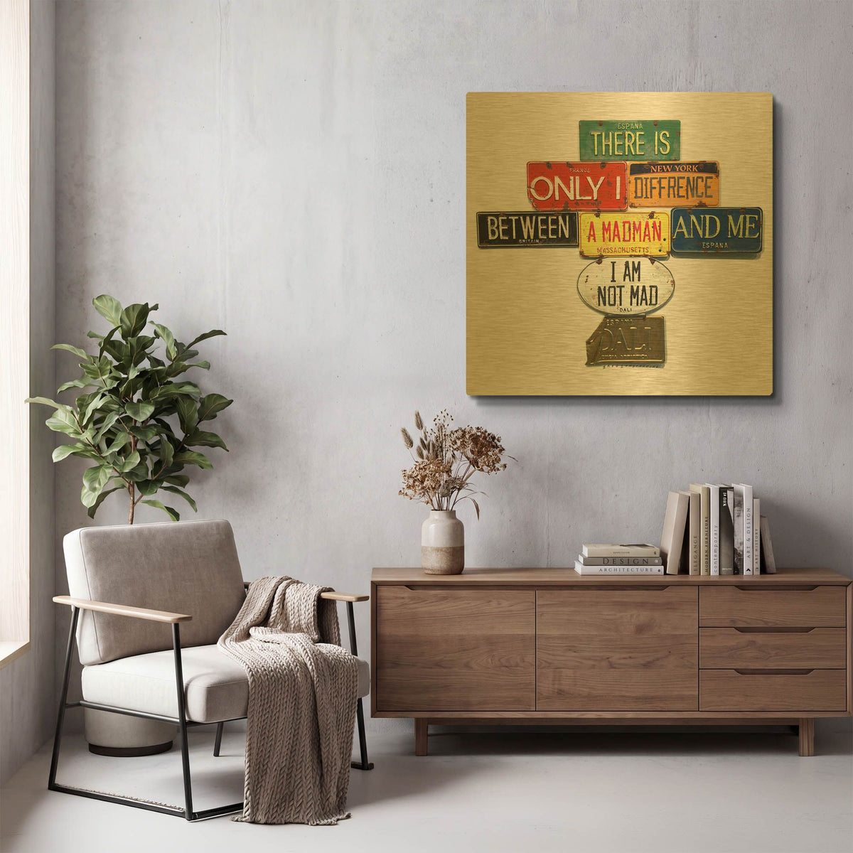'Dali Not Mad' By Gregory Constantine Gold Metal Wall Art