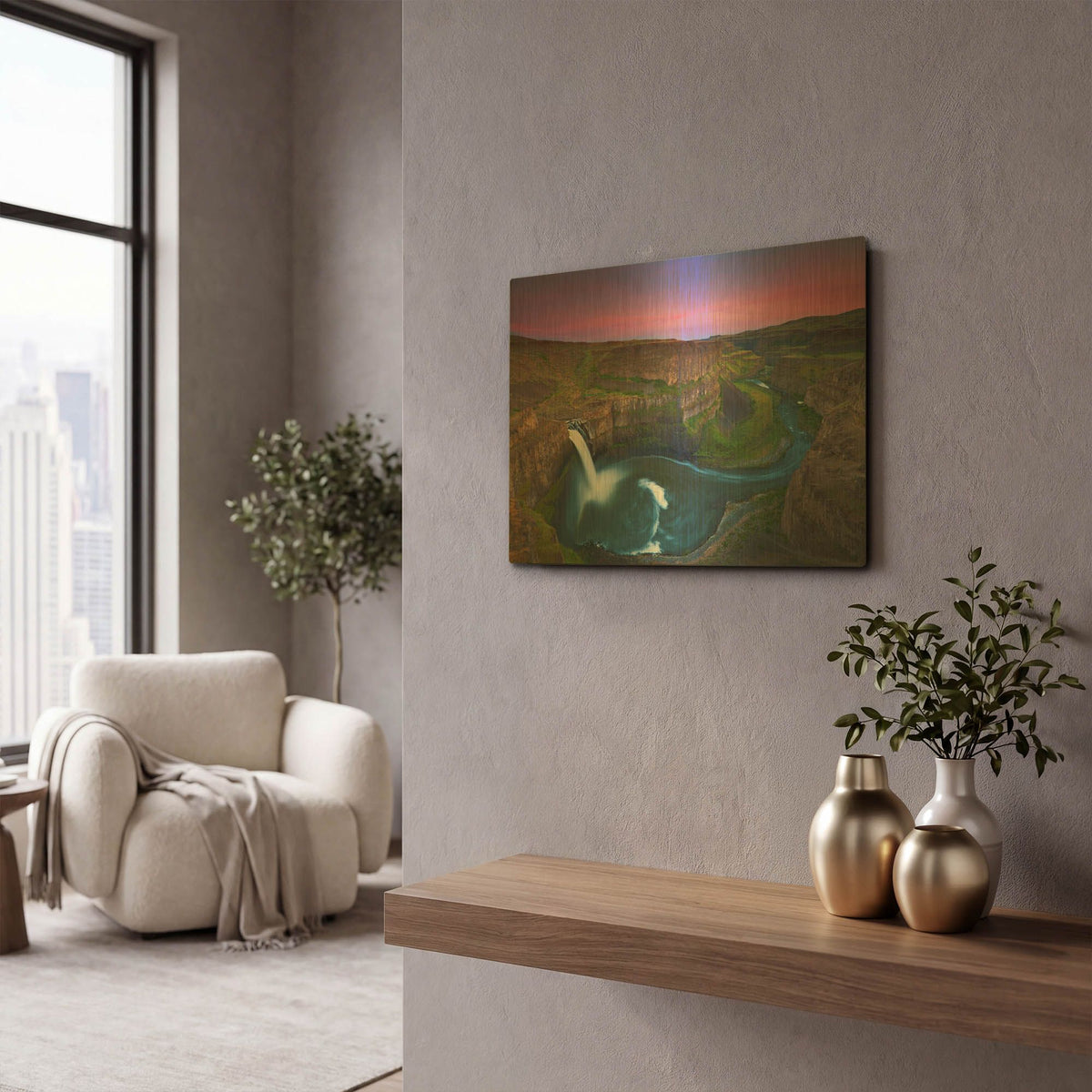 'Palouse Falls' By Jesse Estes Gold Metal Wall Art