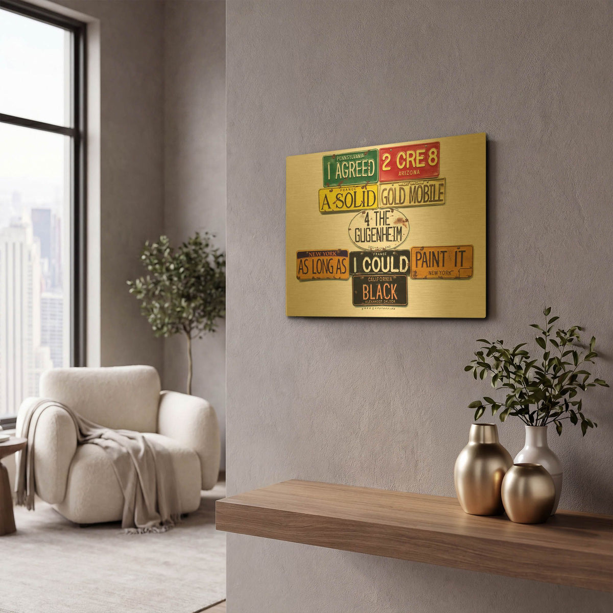 'Calder Gold Mobile' By Gregory Constantine Gold Metal Wall Art
