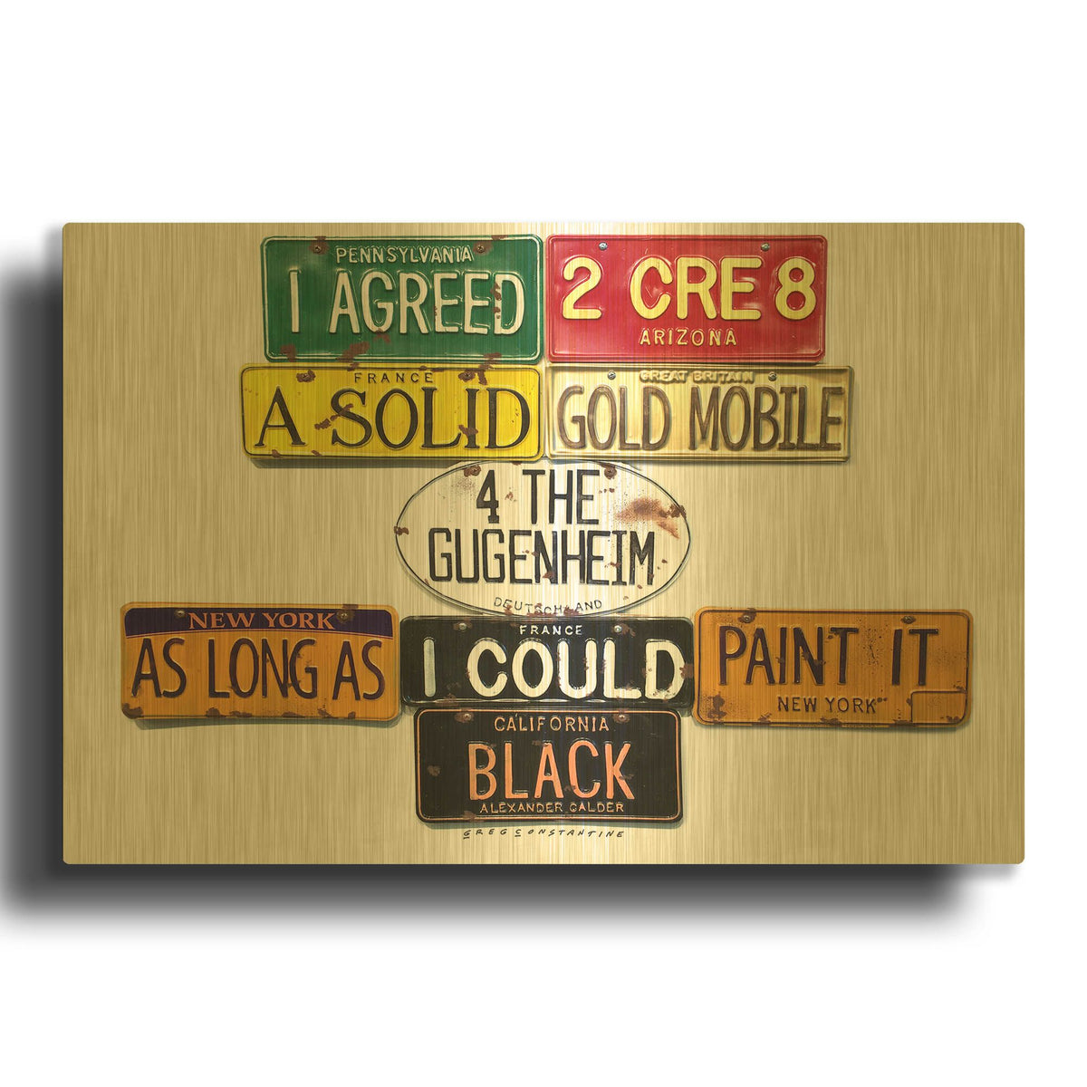 'Calder Gold Mobile' By Gregory Constantine Gold Metal Wall Art