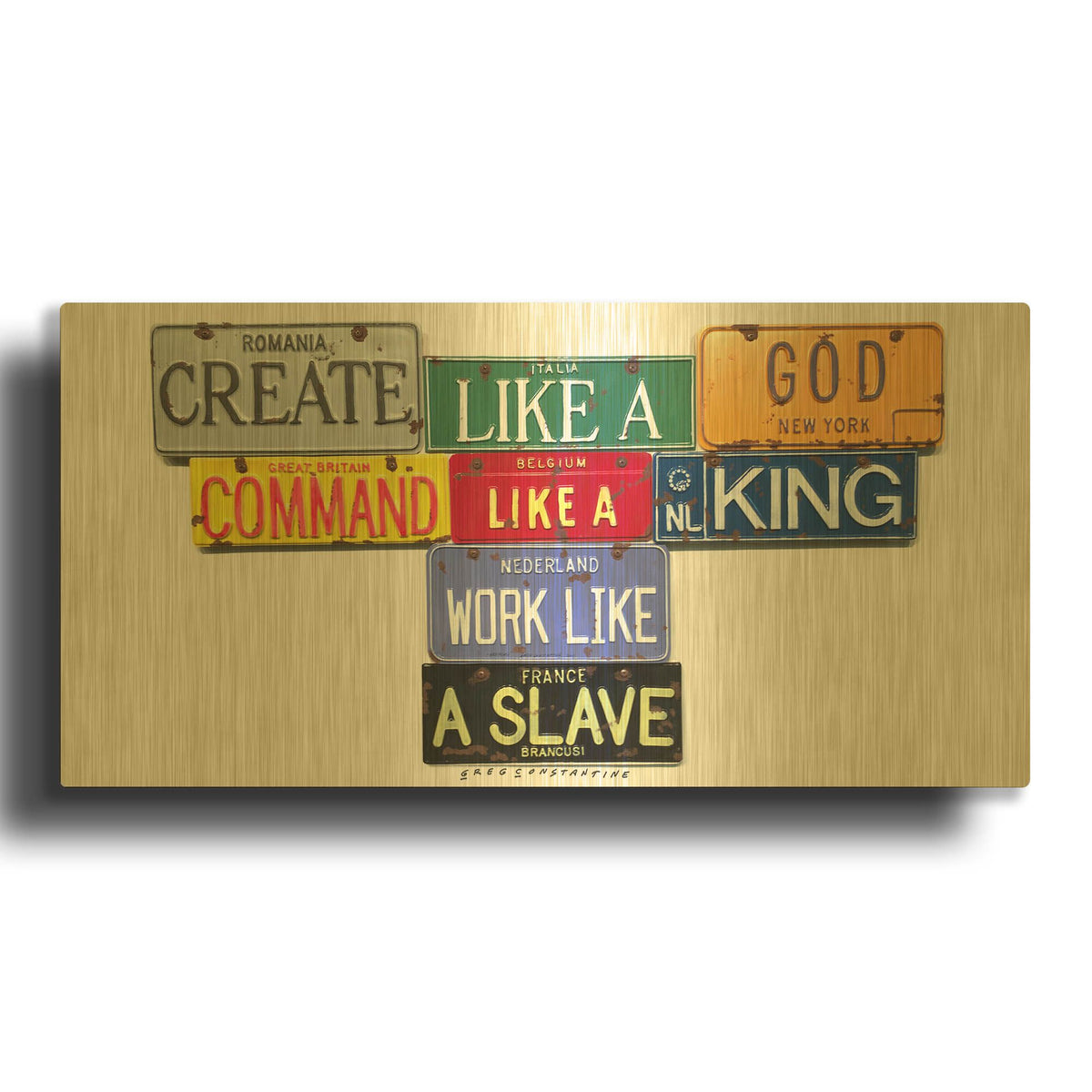 'Brancusi Like A God' By Gregory Constantine Gold Metal Wall Art