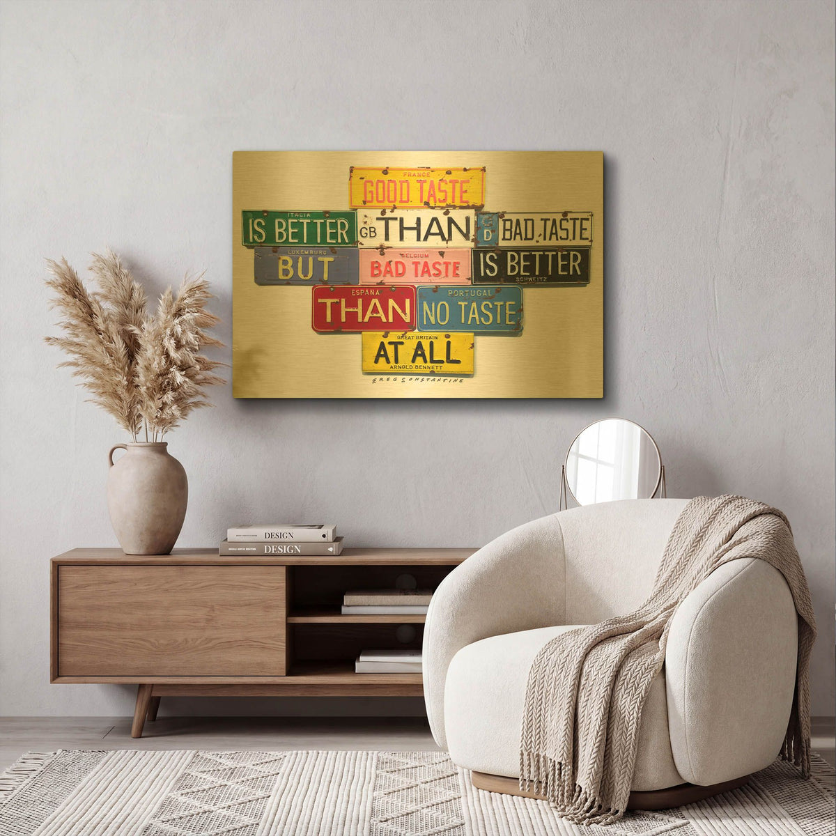 'Bennett Good Taste' By Gregory Constantine Gold Metal Wall Art