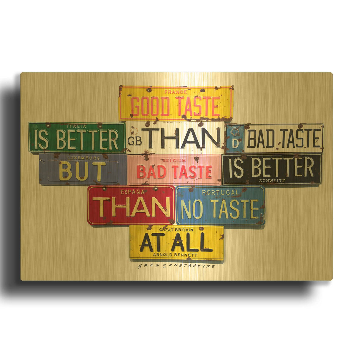 'Bennett Good Taste' By Gregory Constantine Gold Metal Wall Art