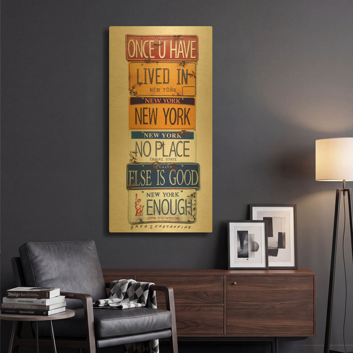 'Steinbeck Once U Have Lived' By Gregory Constantine Gold Metal Wall Art