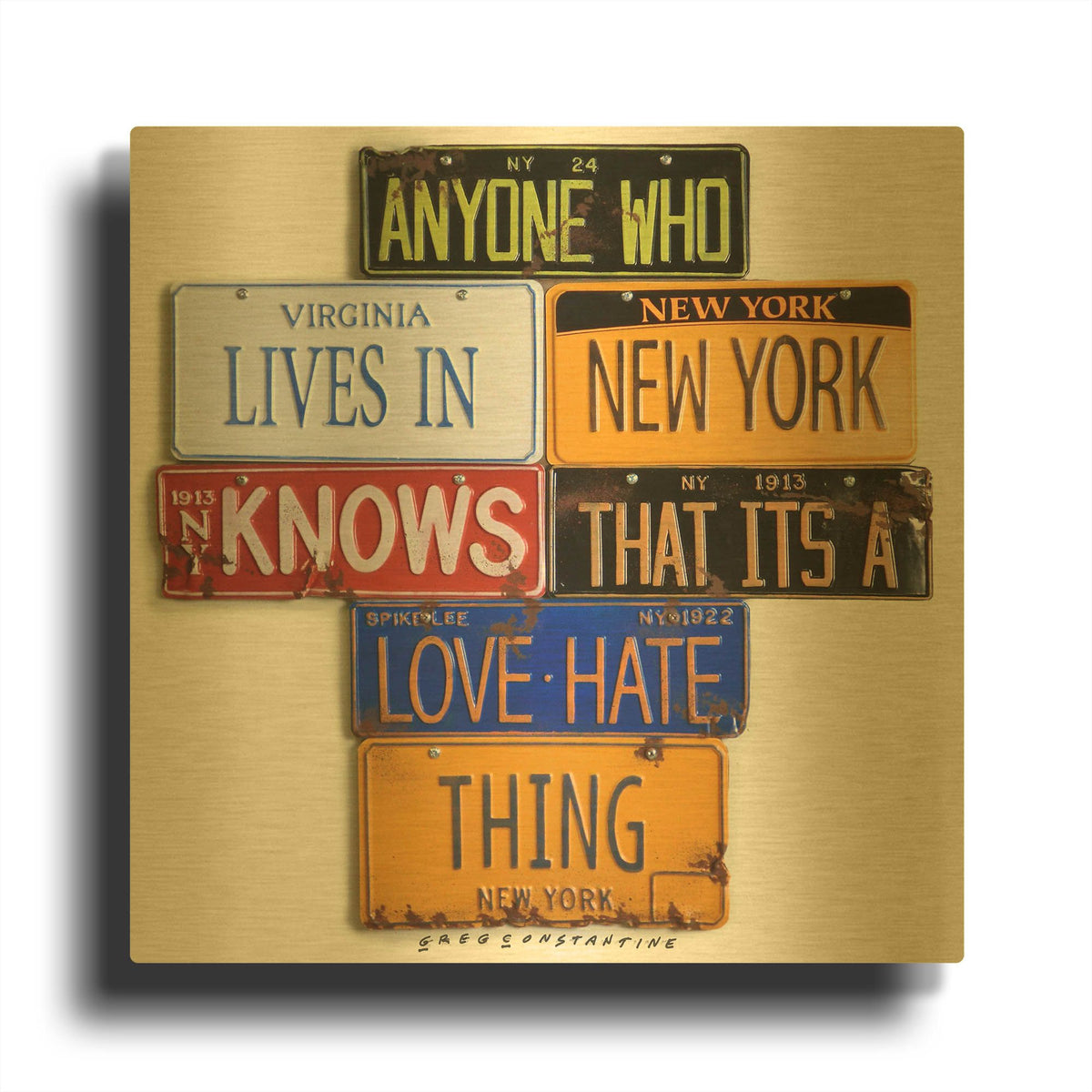'Spike Lee Love - Hate Thing' By Gregory Constantine Gold Metal Wall Art