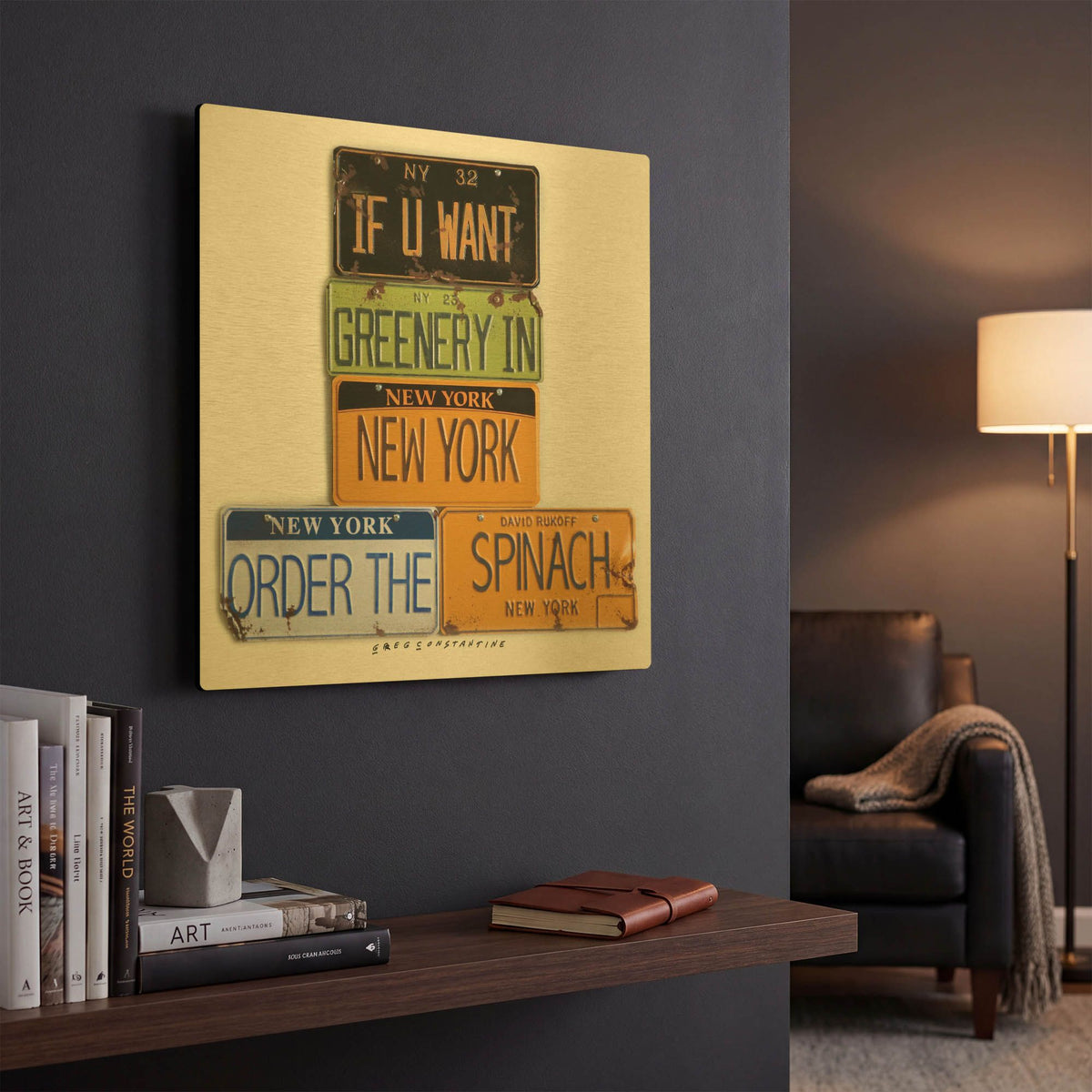 'Rukoff Greenery Spinach' By Gregory Constantine Gold Metal Wall Art