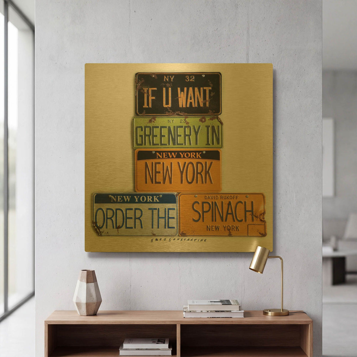 'Rukoff Greenery Spinach' By Gregory Constantine Gold Metal Wall Art