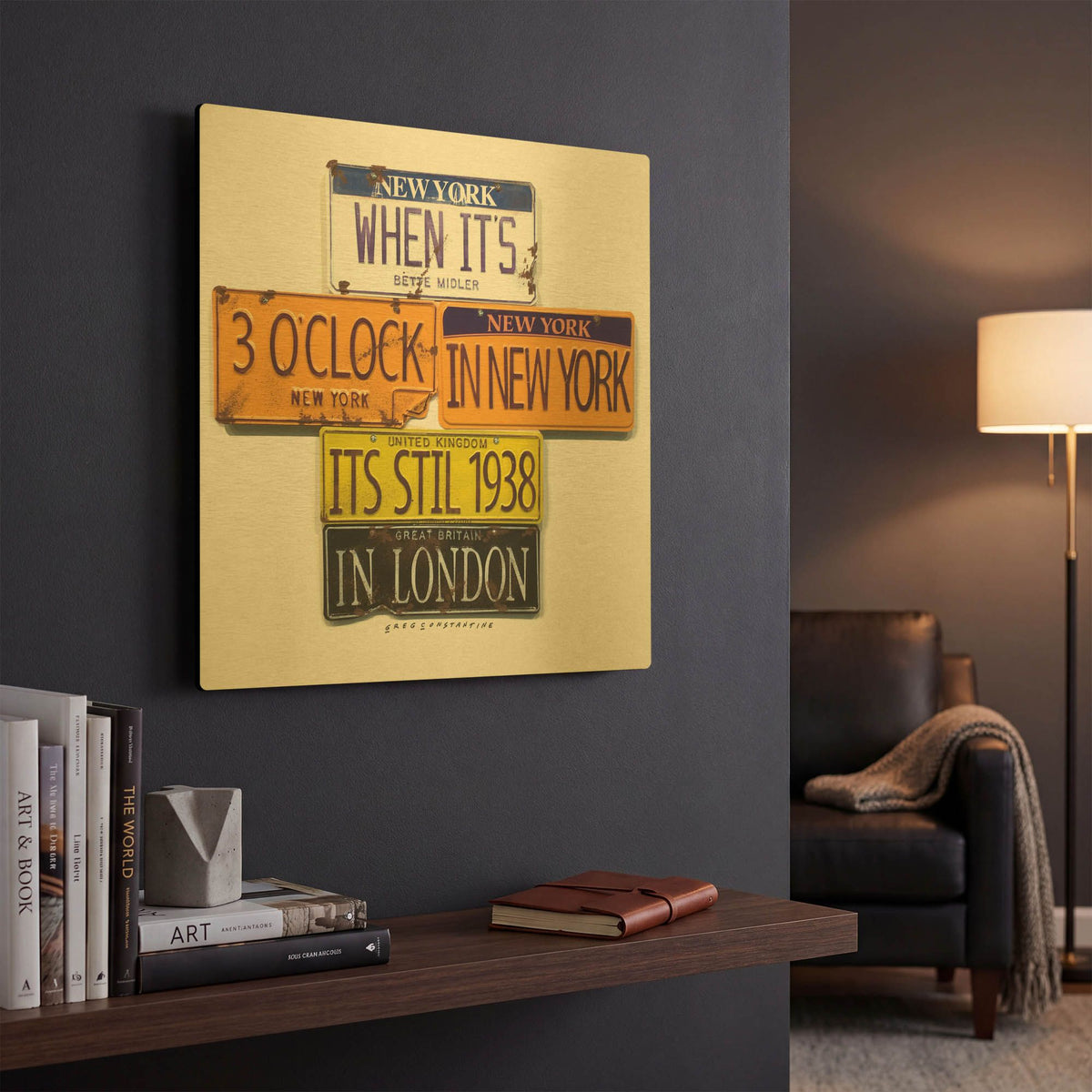 'Middler 1938 In London' By Gregory Constantine Gold Metal Wall Art