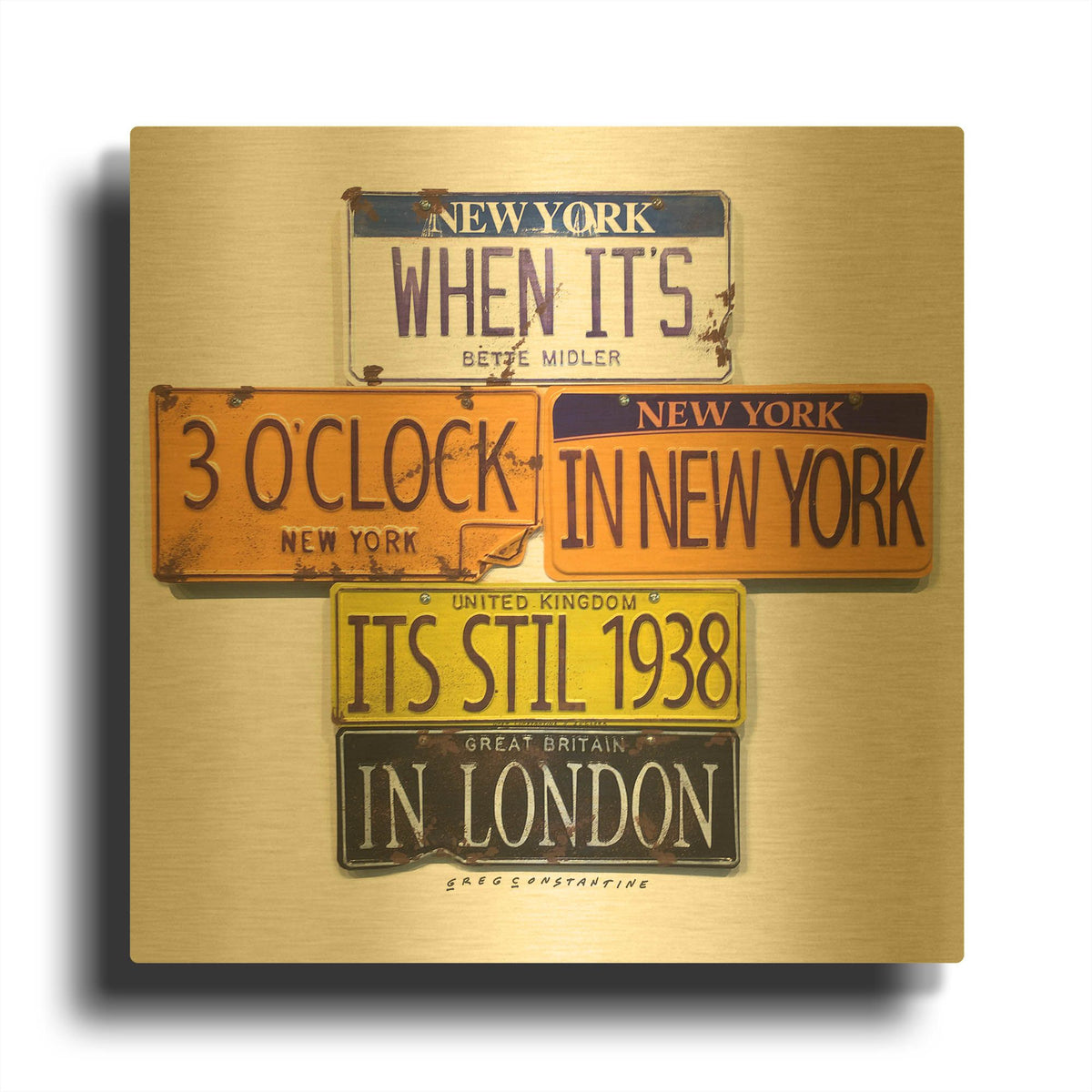 'Middler 1938 In London' By Gregory Constantine Gold Metal Wall Art