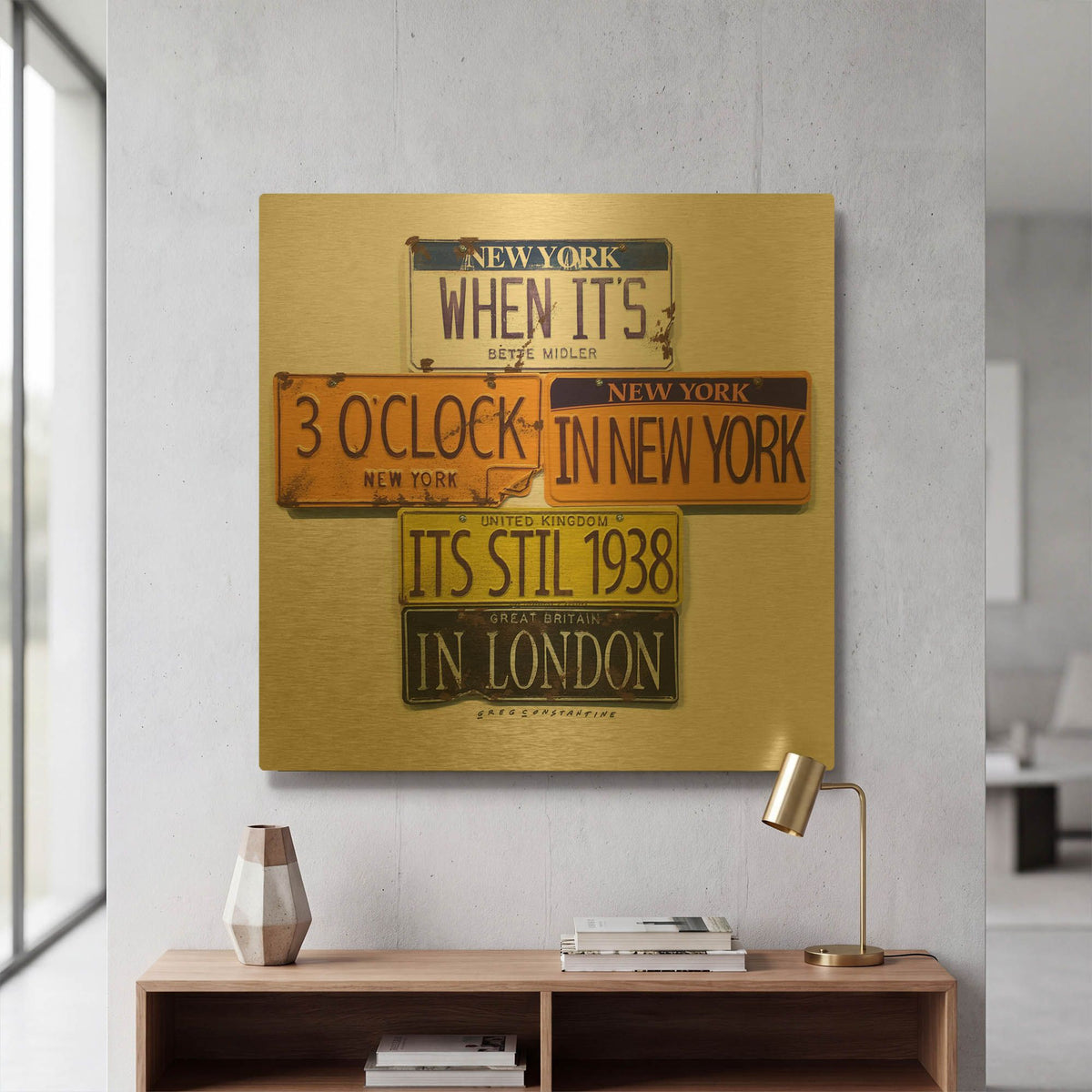 'Middler 1938 In London' By Gregory Constantine Gold Metal Wall Art