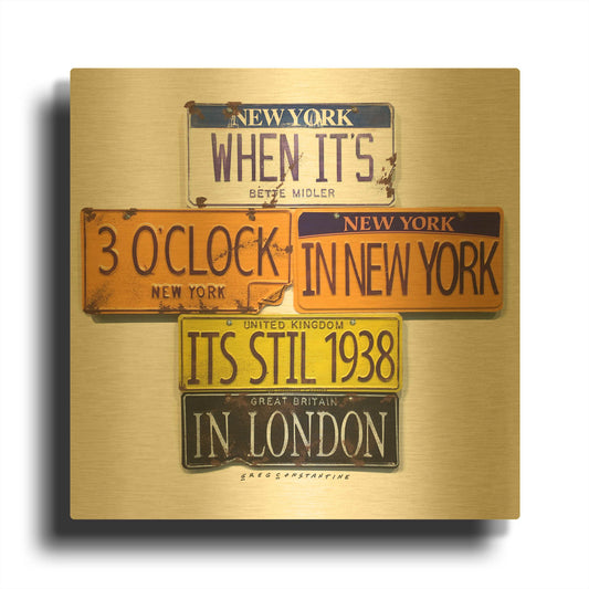'Middler 1938 In London' By Gregory Constantine Gold Metal Wall Art