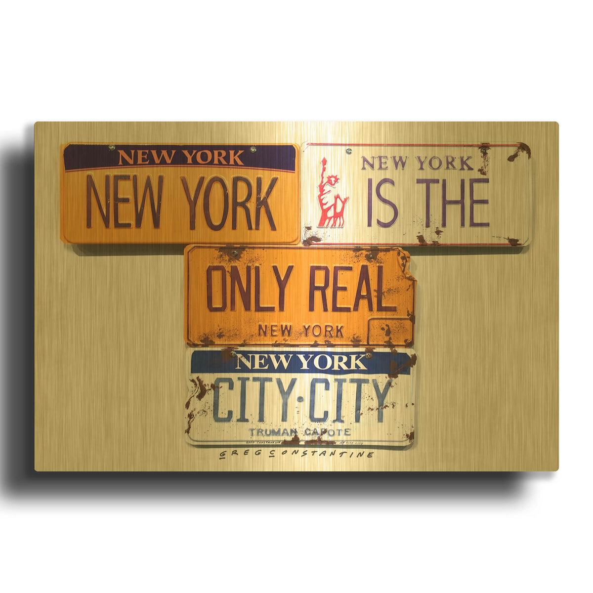 'Capote City City' By Gregory Constantine Gold Metal Wall Art