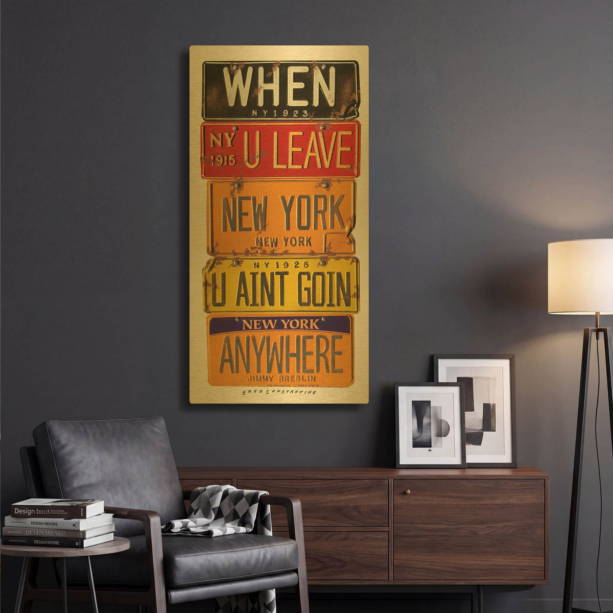 'Breslin When U Leave New York' By Gregory Constantine Gold Metal Wall Art
