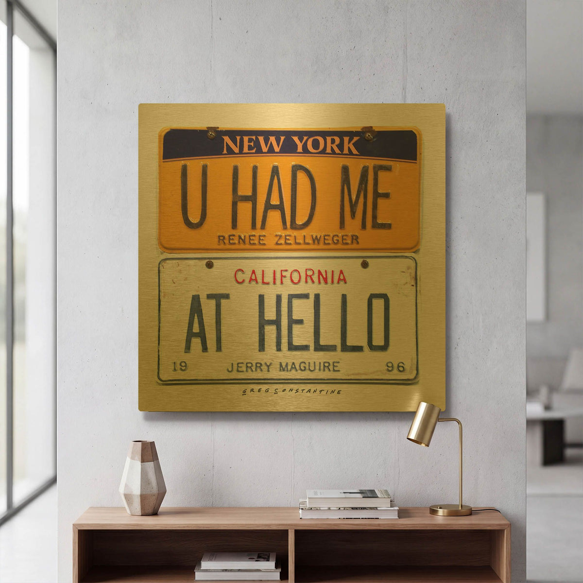 'Zellweger Hello' By Gregory Constantine Gold Metal Wall Art