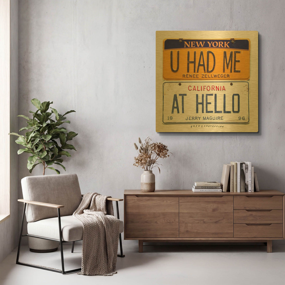 'Zellweger Hello' By Gregory Constantine Gold Metal Wall Art
