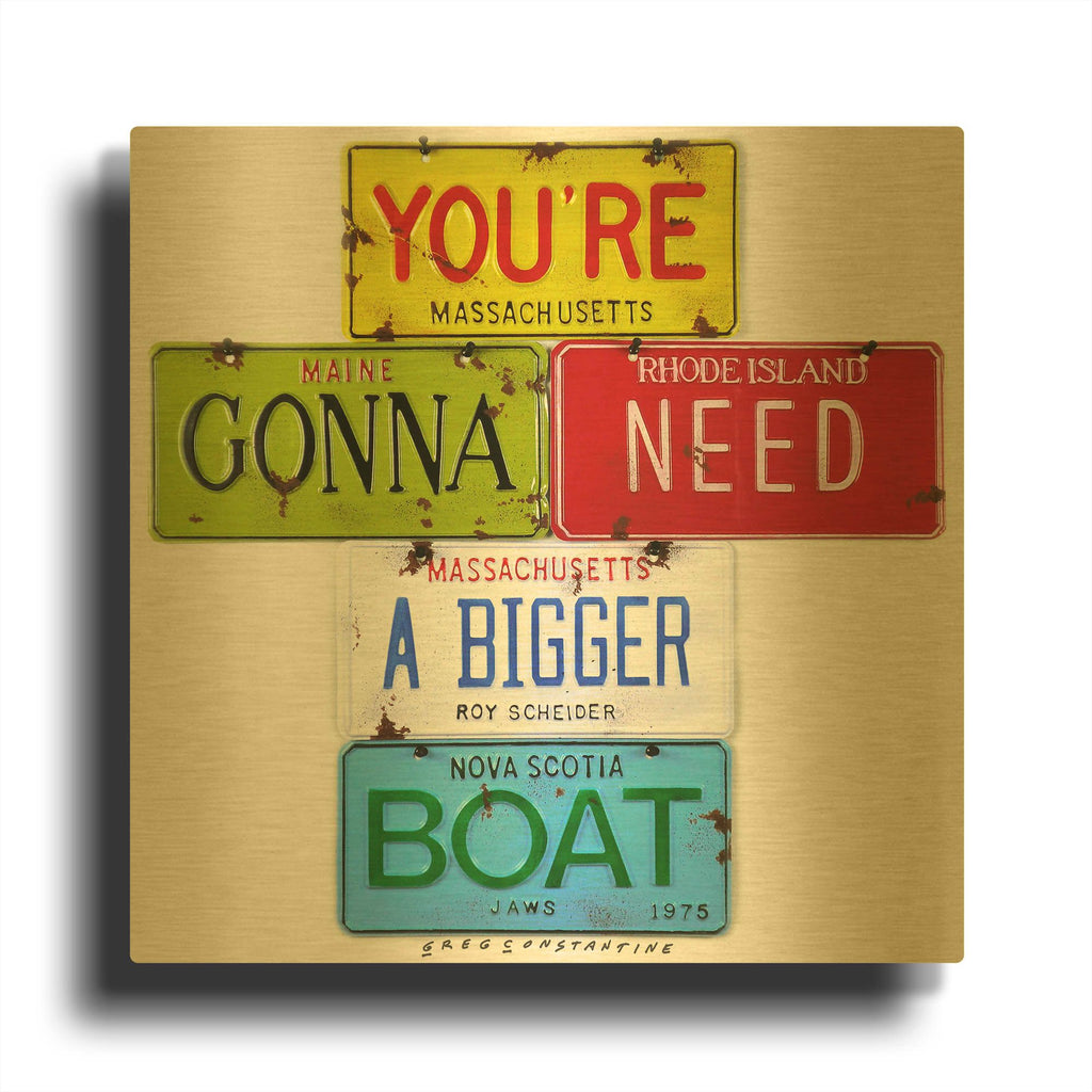 'Scheider Bigger Boat' By Gregory Constantine Gold Metal Wall Art