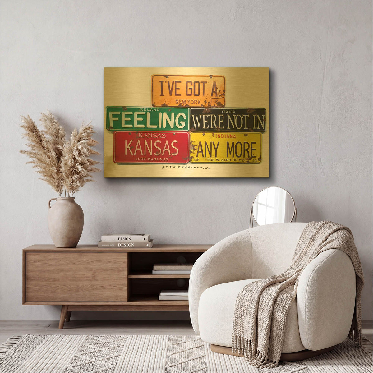 'Garland Not In Kansas' By Gregory Constantine Gold Metal Wall Art