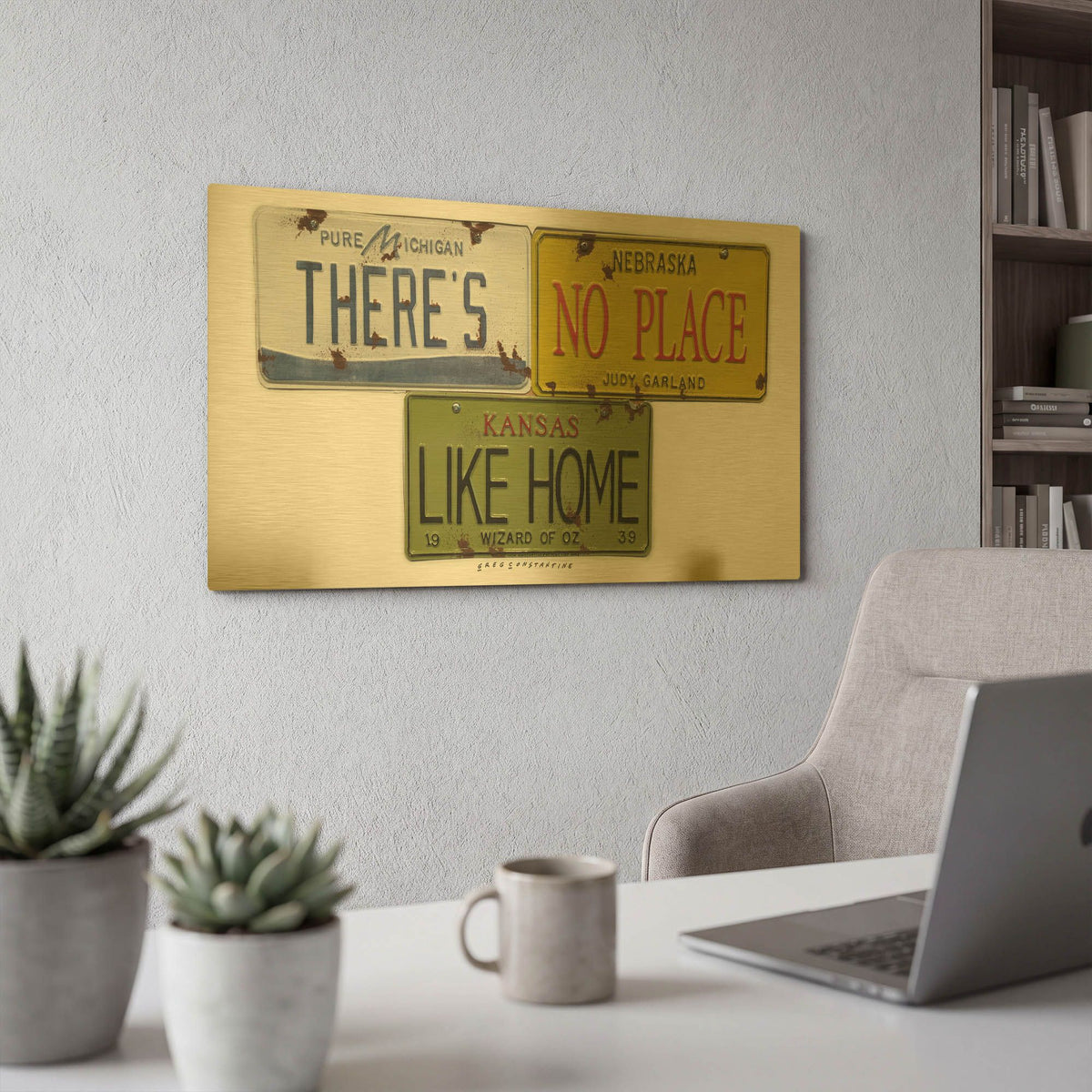 'Garland Like Home' By Gregory Constantine Gold Metal Wall Art
