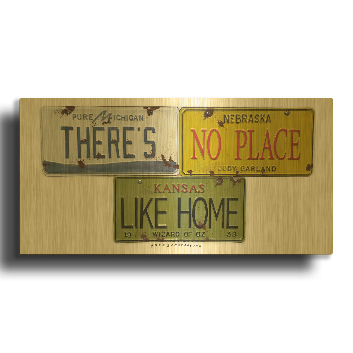 'Garland Like Home' By Gregory Constantine Gold Metal Wall Art