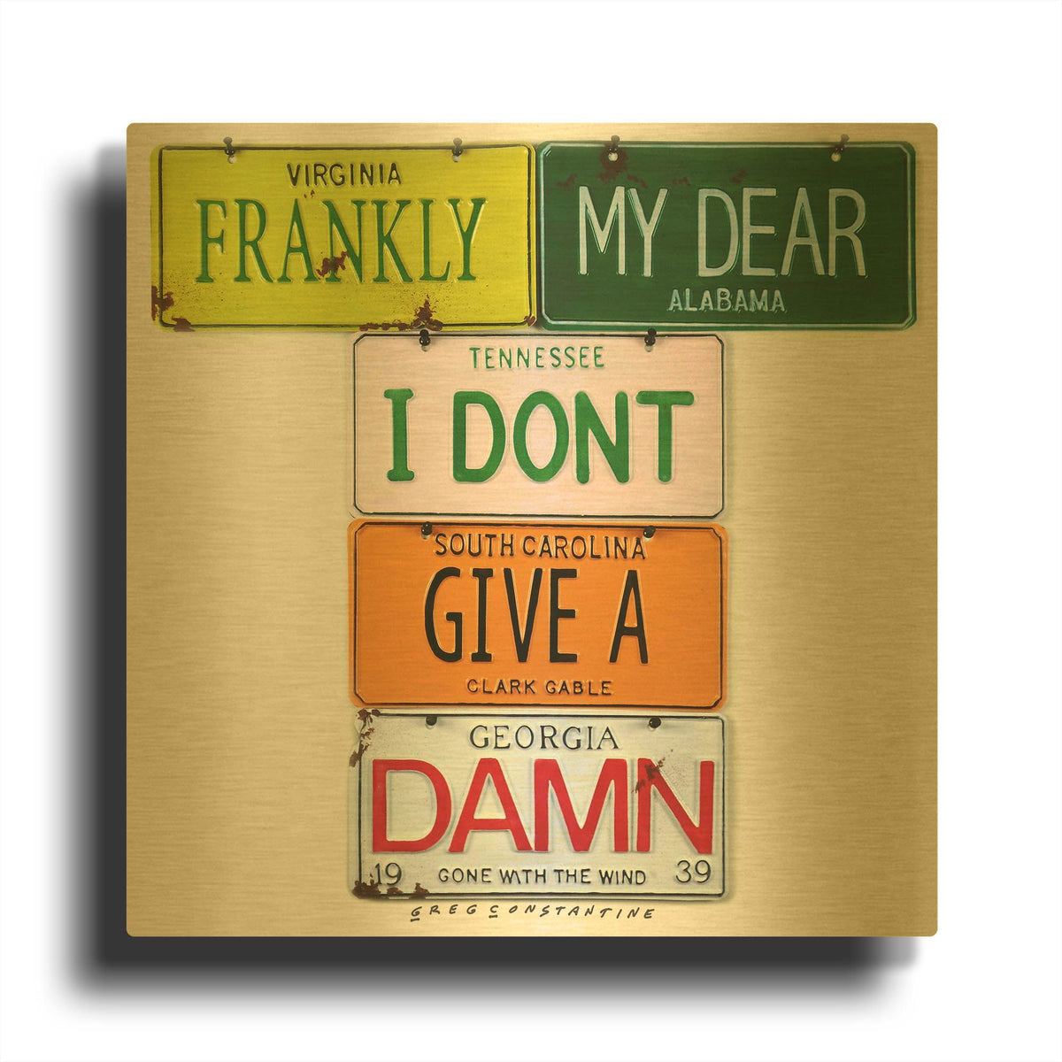 'Gable Frankly My Dear' By Gregory Constantine Gold Metal Wall Art