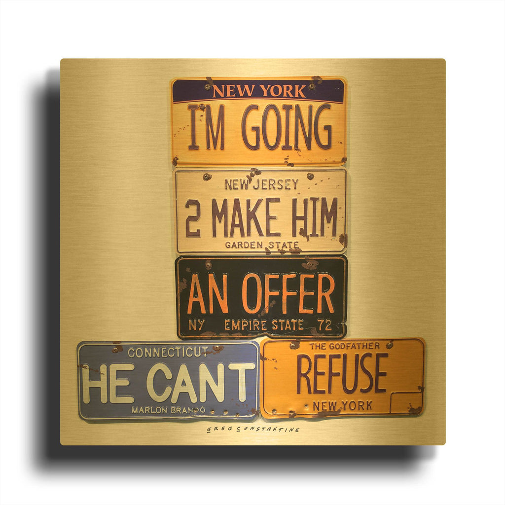 'Brando Offer Can' By Gregory Constantine Gold Metal Wall Art