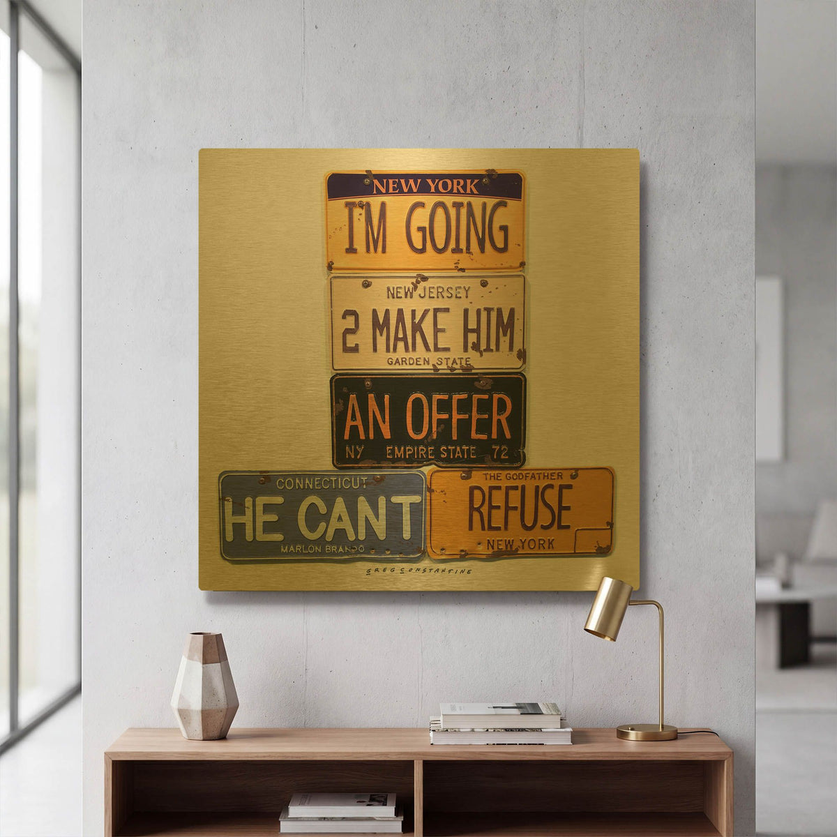 'Brando Offer Can' By Gregory Constantine Gold Metal Wall Art