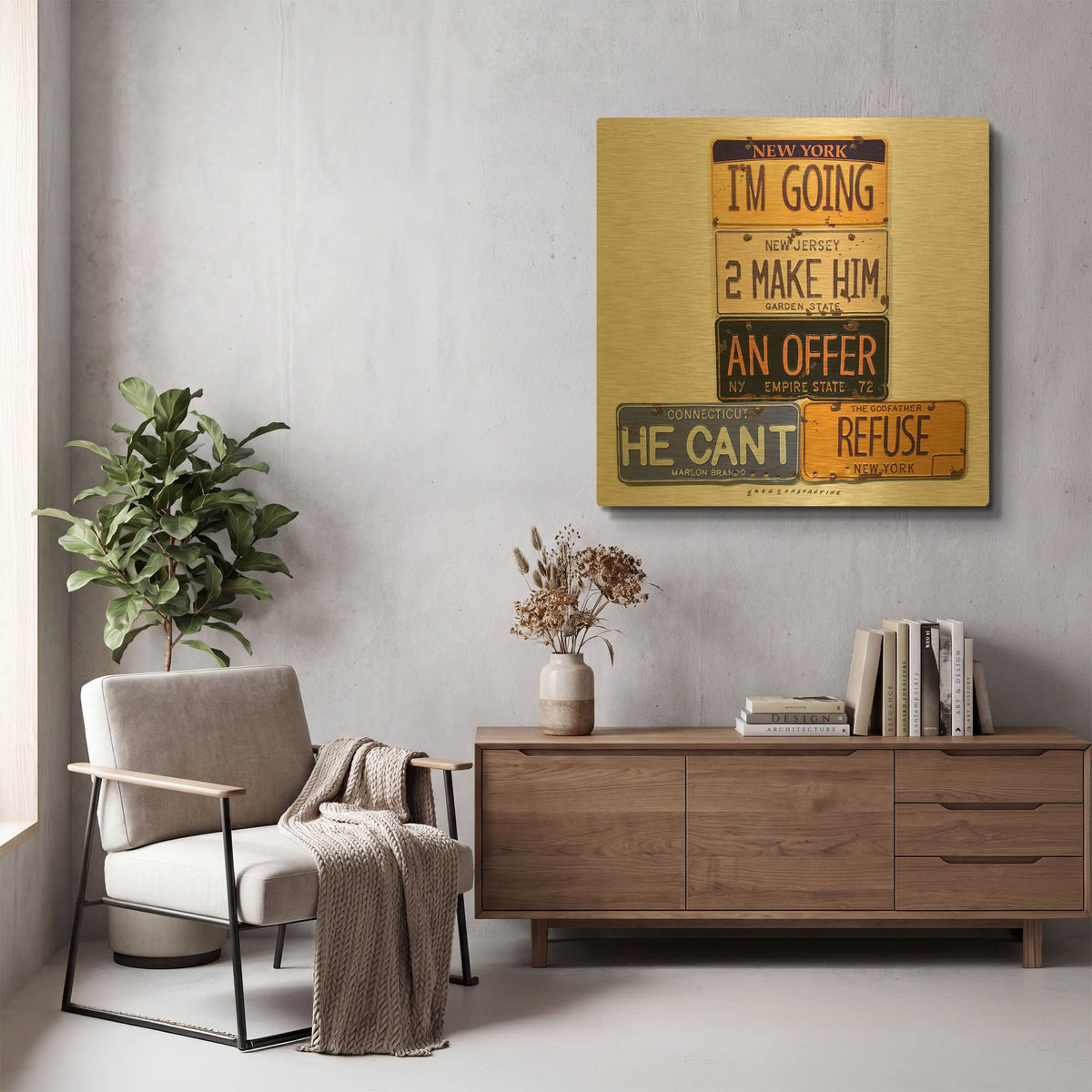 'Brando Offer Can' By Gregory Constantine Gold Metal Wall Art