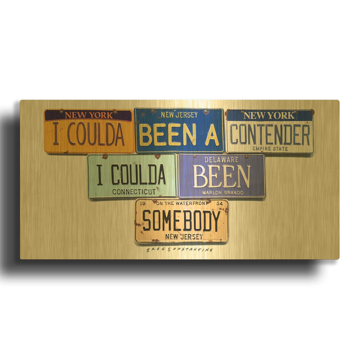 'Brando Contender' By Gregory Constantine Gold Metal Wall Art