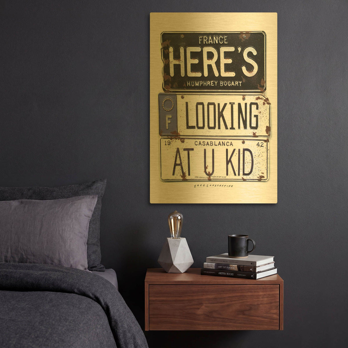 'Bogart U Kid' By Gregory Constantine Gold Metal Wall Art