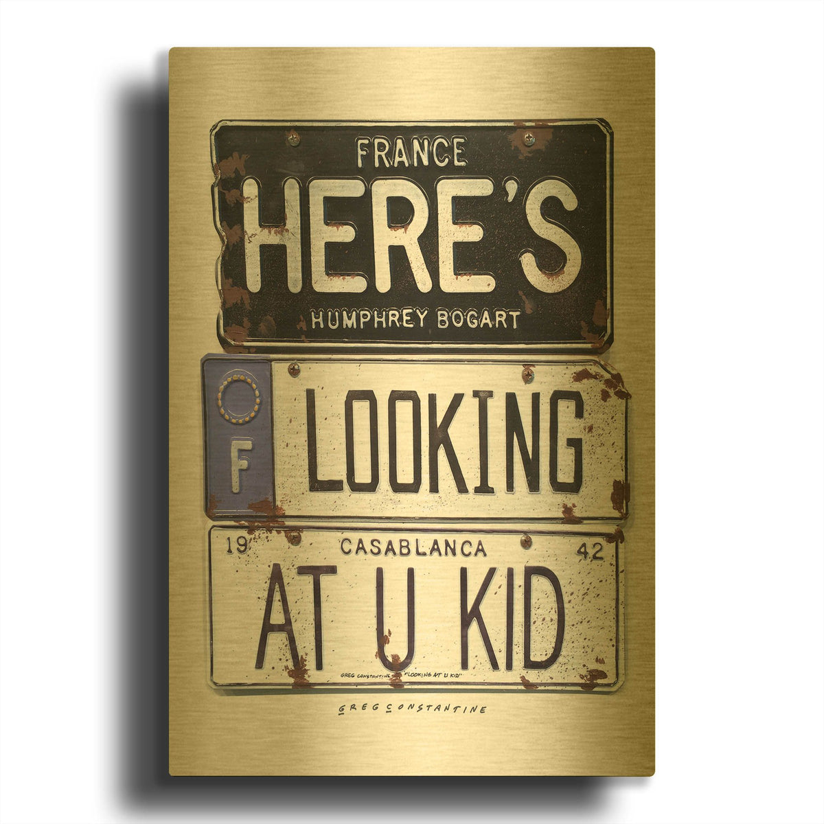 'Bogart U Kid' By Gregory Constantine Gold Metal Wall Art