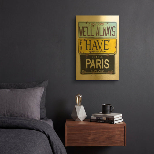 'Bogart Always Have Paris' By Gregory Constantine Gold Metal Wall Art