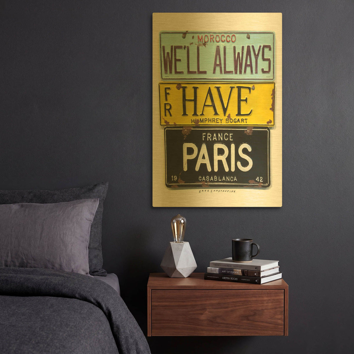 'Bogart Always Have Paris' By Gregory Constantine Gold Metal Wall Art