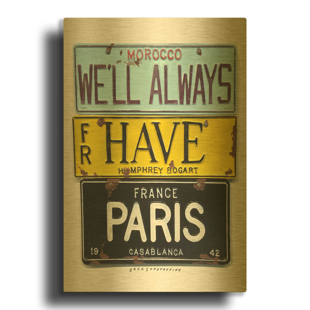 'Bogart Always Have Paris' By Gregory Constantine Gold Metal Wall Art