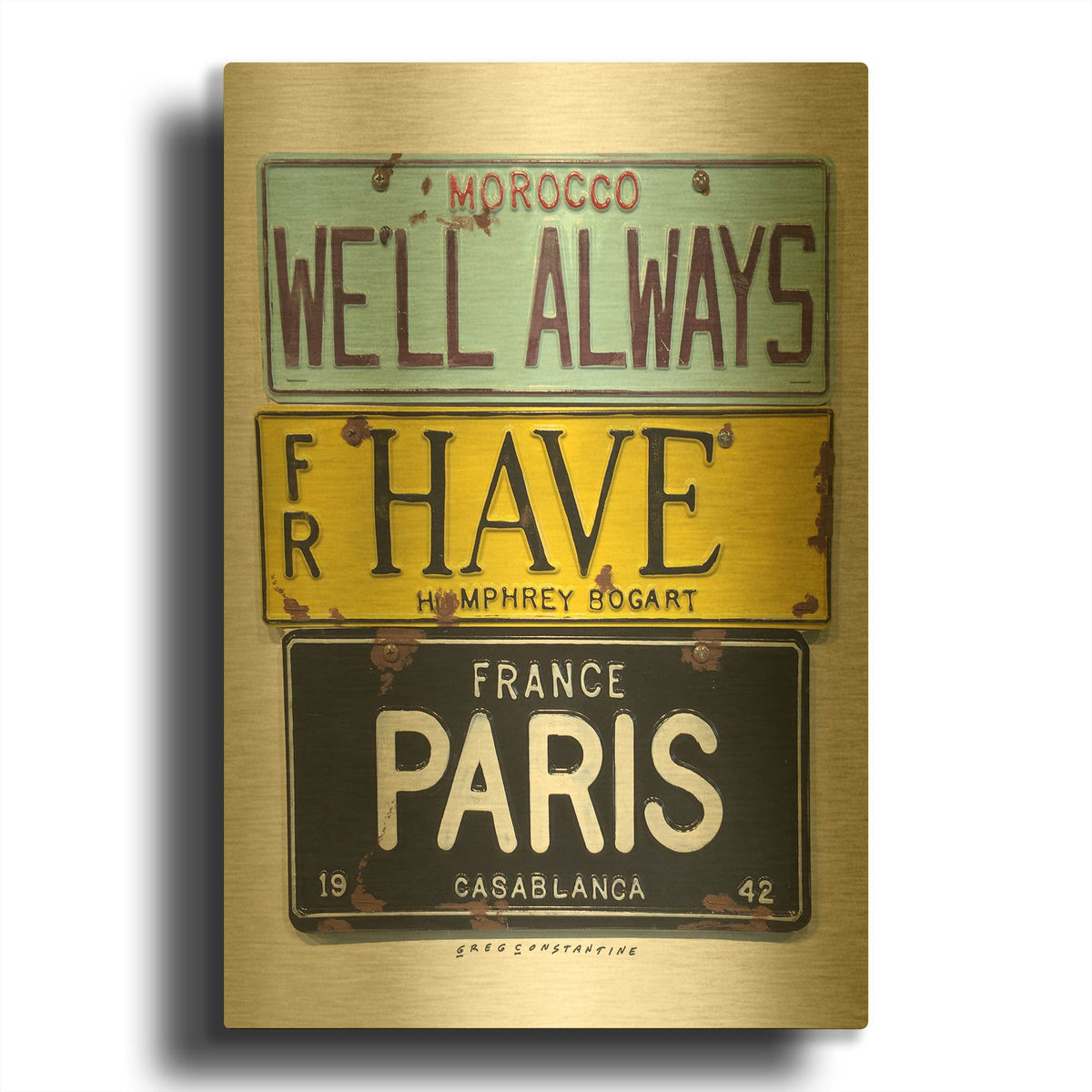 'Bogart Always Have Paris' By Gregory Constantine Gold Metal Wall Art