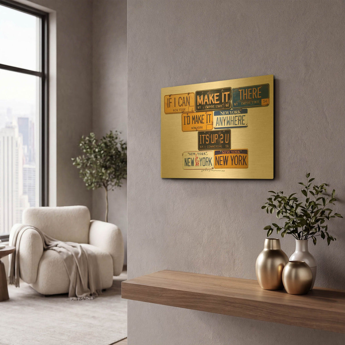 'New York NY' By Gregory Constantine Gold Metal Wall Art