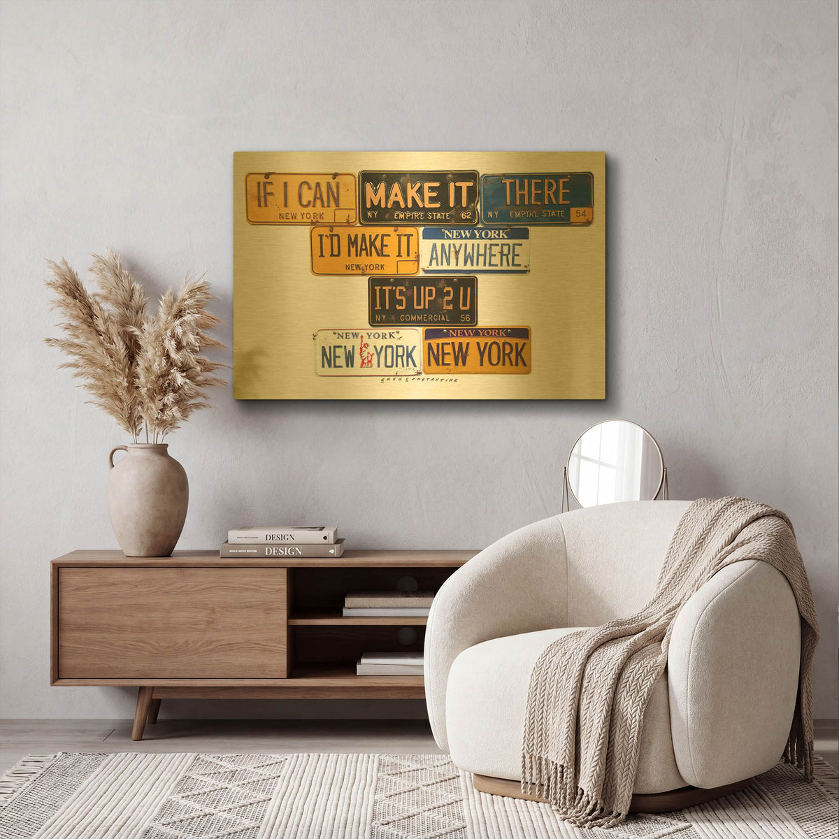 'New York NY' By Gregory Constantine Gold Metal Wall Art