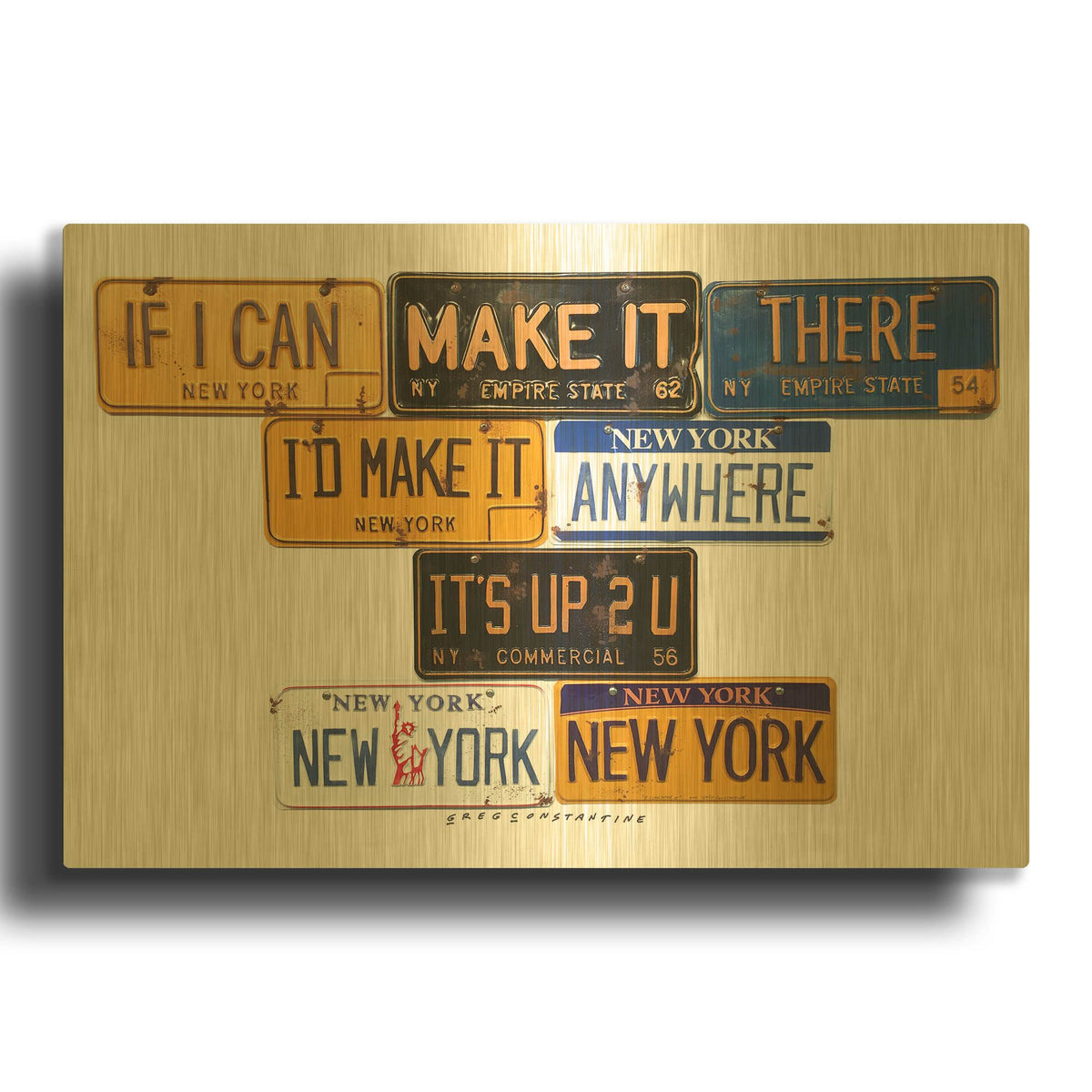 'New York NY' By Gregory Constantine Gold Metal Wall Art