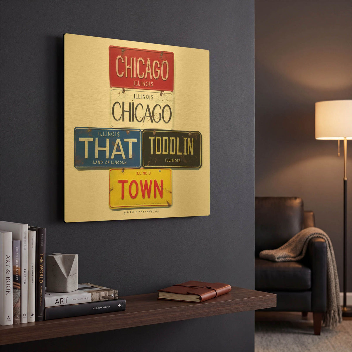 'Chicago' By Gregory Constantine Gold Metal Wall Art