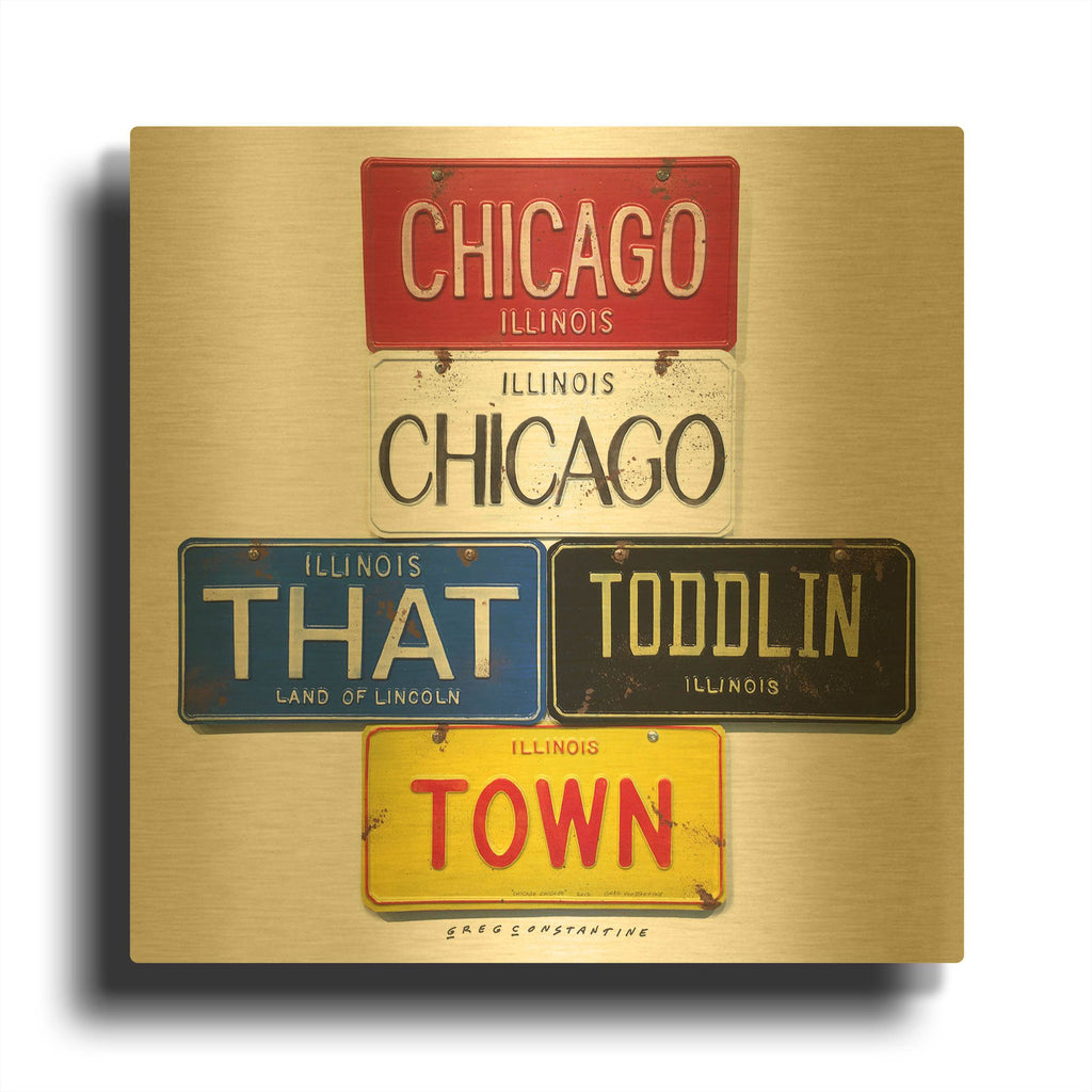 'Chicago' By Gregory Constantine Gold Metal Wall Art