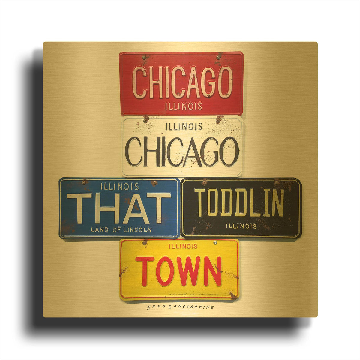 'Chicago' By Gregory Constantine Gold Metal Wall Art