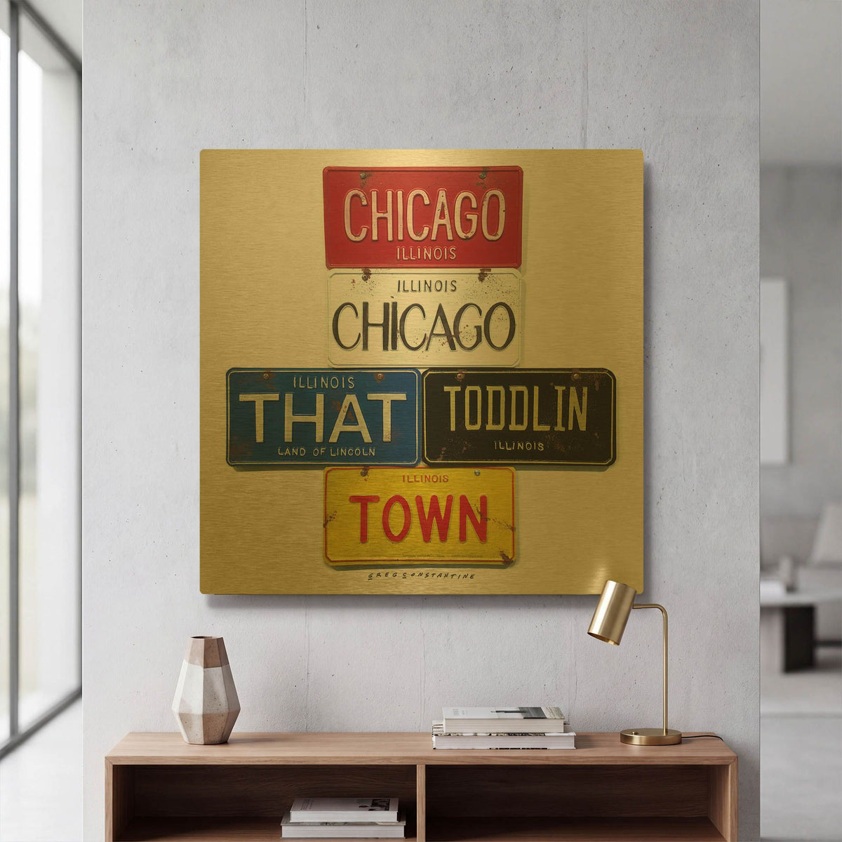 'Chicago' By Gregory Constantine Gold Metal Wall Art
