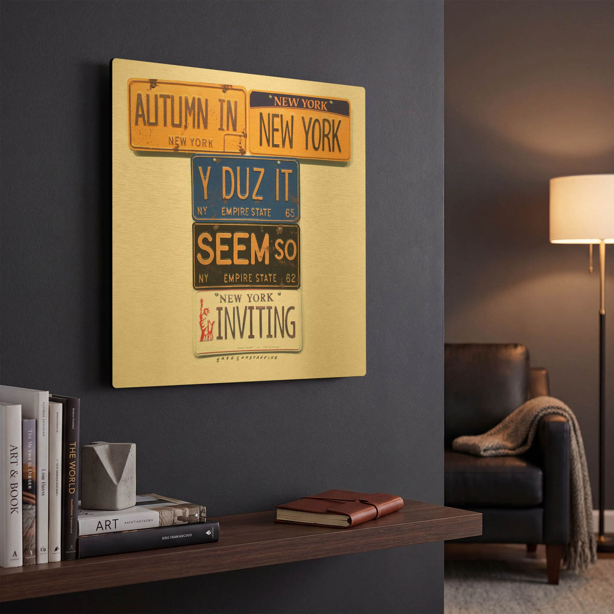 'Autumn In NY' By Gregory Constantine Gold Metal Wall Art
