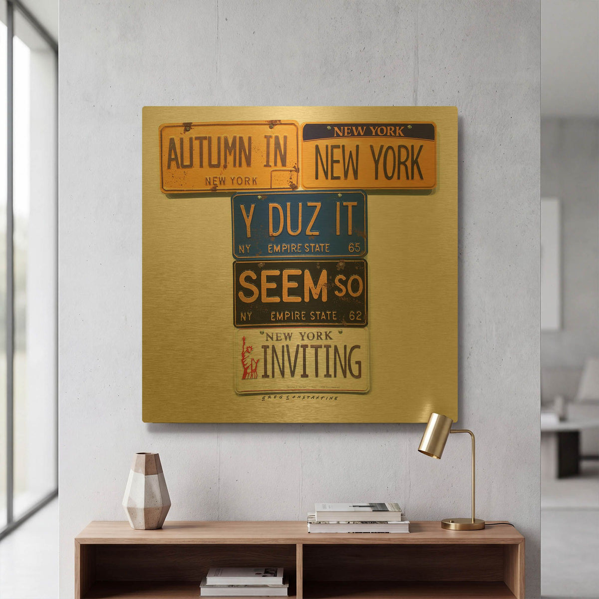 'Autumn In NY' By Gregory Constantine Gold Metal Wall Art