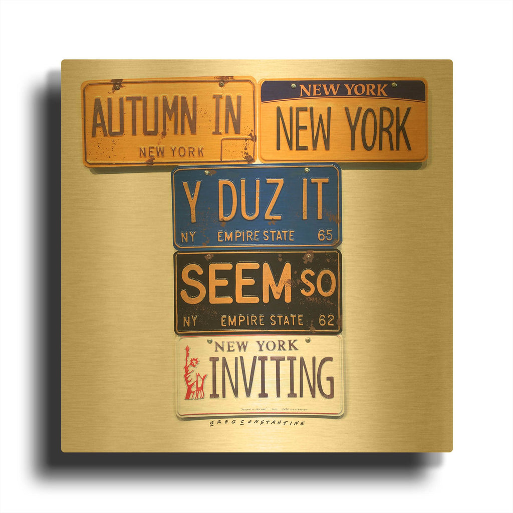 'Autumn In NY' By Gregory Constantine Gold Metal Wall Art